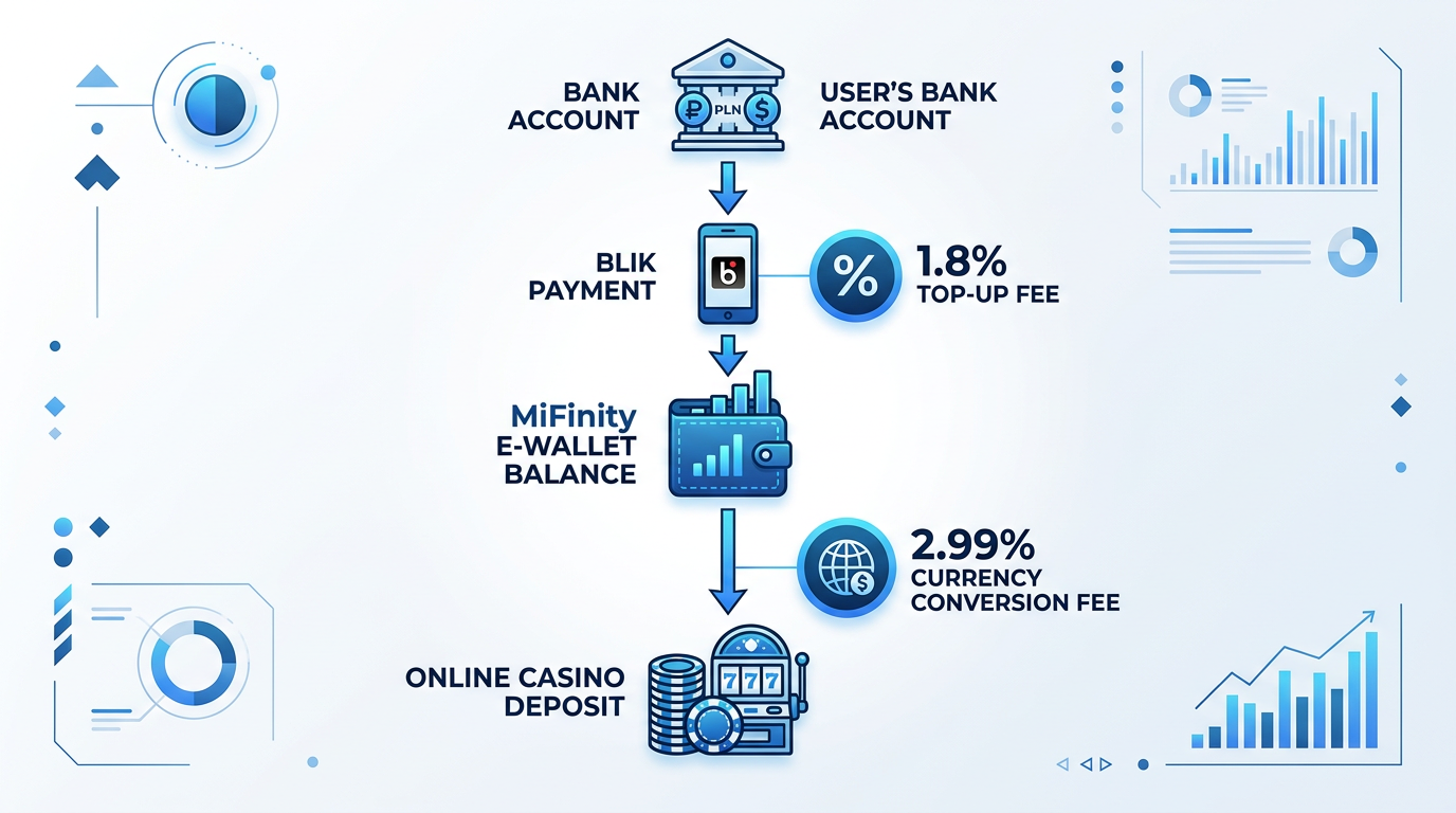 Infografika przedstawiająca koszty i przepływ środków w portfelu MiFinity